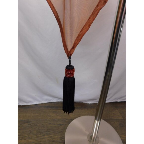 Orange Bats Spiderweb Embroidered Tassel Sheer Scarf OS - Picture 6 of 10